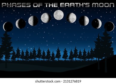 Phases of the moon for science education illustration