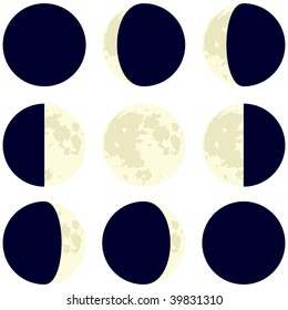 Phases of the moon, vector