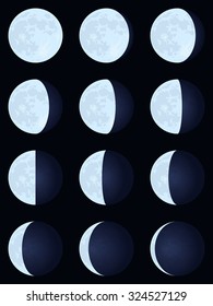 Phases of the moon. Vector illustration.