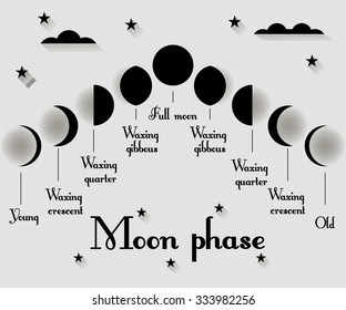 The phases of the moon. Vector illustration.