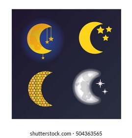 Phases of the moon vector nature cosmos cycle satellite surface