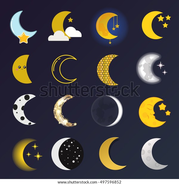 Phases of the moon vector nature cosmos cycle\
satellite surface