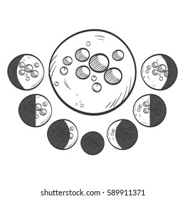Phases moon vector sketch icon