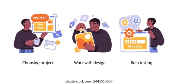 Phases of the Successful app development - set of business concept illustrations. Visual stories collection