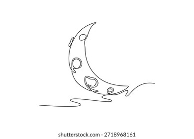 Fases de la luna amarilla. Concepto de Luna, Estrella, Sol y planeta. Diseño de dibujo de línea única. Ilustración gráfica de Vector