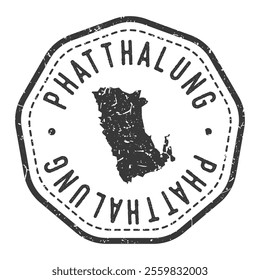 Phatthalung, Thailand Map Stamp Retro Postmark. Silhouette Postal Passport. Seal Round Vector Icon. Badge Vintage Postage Design.