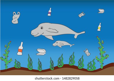 Phayun is attacking the water with her mother and plastic problems in the sea.