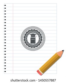 Phd thesis icon draw (pencil strokes). Vector Illustration. Detailed.