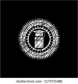 Phd thesis icon drawn chalk emblem, retro style, chalk or chalkboard texture