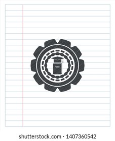 Phd thesis icon drawn in pencil. Vector Illustration. Detailed.