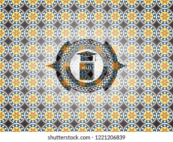 Phd thesis icon inside arabesque style badge. arabic decoration.