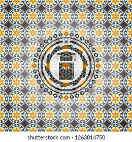 Phd thesis icon inside arabesque emblem. arabic decoration.
