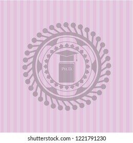 Phd thesis icon inside badge with pink background