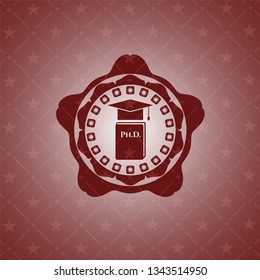 Phd thesis icon inside badge with red background