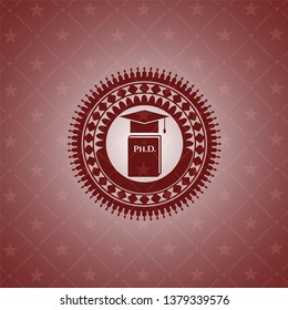 Phd thesis icon inside badge with red background