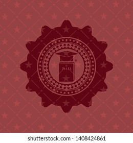 Phd thesis icon inside badge with red background