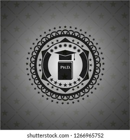 Phd thesis icon inside black emblem. Vintage.