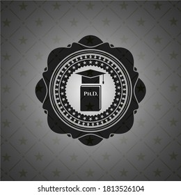 Phd thesis icon inside black badge. 