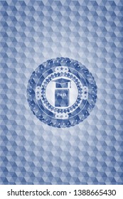 Phd thesis icon inside blue hexagon emblem.