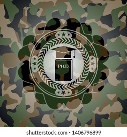 Phd thesis icon inside camo emblem