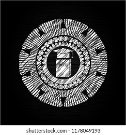 Phd thesis icon inside chalkboard emblem