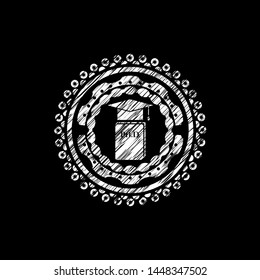 Phd thesis icon inside chalkboard emblem written on a blackboard