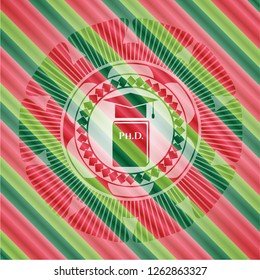 Phd thesis icon inside christmas style badge..