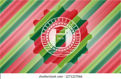 Phd thesis icon inside christmas colors style emblem.