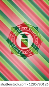 Phd thesis icon inside christmas emblem background.