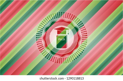 Phd thesis icon inside christmas badge background.