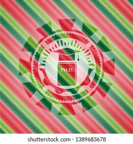 Phd thesis icon inside christmas style emblem.