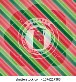 Phd thesis icon inside christmas style emblem.
