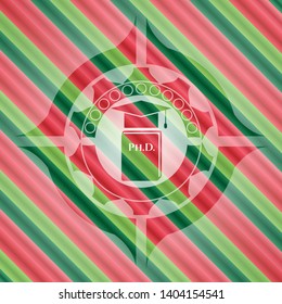 Phd thesis icon inside christmas badge background.
