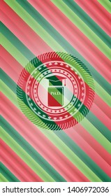 Phd thesis icon inside christmas badge background.