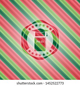 Phd thesis icon inside christmas emblem background.