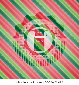 Phd thesis icon inside christmas badge background.