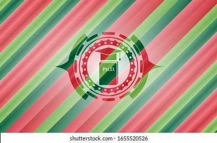 Phd thesis icon inside christmas colors badge.