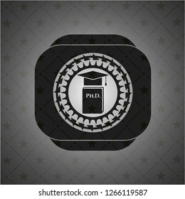 Phd thesis icon inside dark emblem. Retro