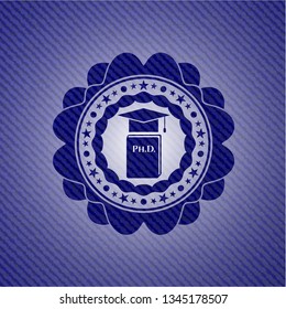 Phd thesis icon inside denim background