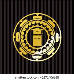Phd thesis icon inside gold emblem