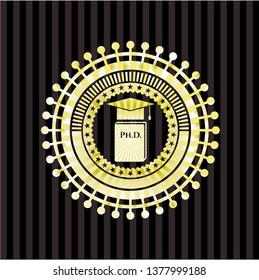 Phd thesis icon inside gold shiny emblem