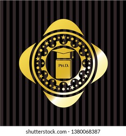 Phd thesis icon inside gold emblem