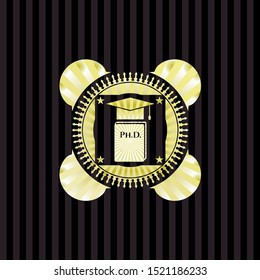 Phd thesis icon inside gold emblem