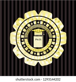 Phd thesis icon inside golden badge