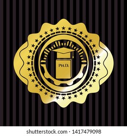Phd thesis icon inside golden emblem