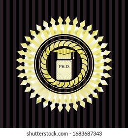 Phd-Doktorsymbol im goldenen Button