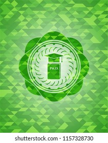 Phd thesis icon inside green mosaic emblem