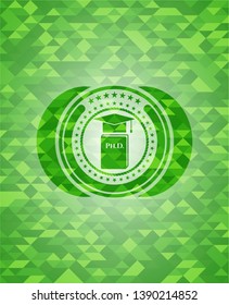 Phd thesis icon inside green mosaic emblem