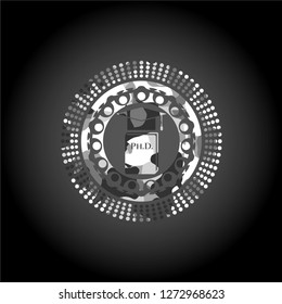 Phd thesis icon inside grey camouflaged emblem