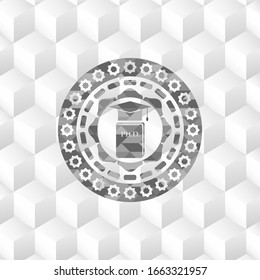 Phd-Doktorsymbol in grauem Symbol oder Emblem mit geometrischem, weißem Hintergrund